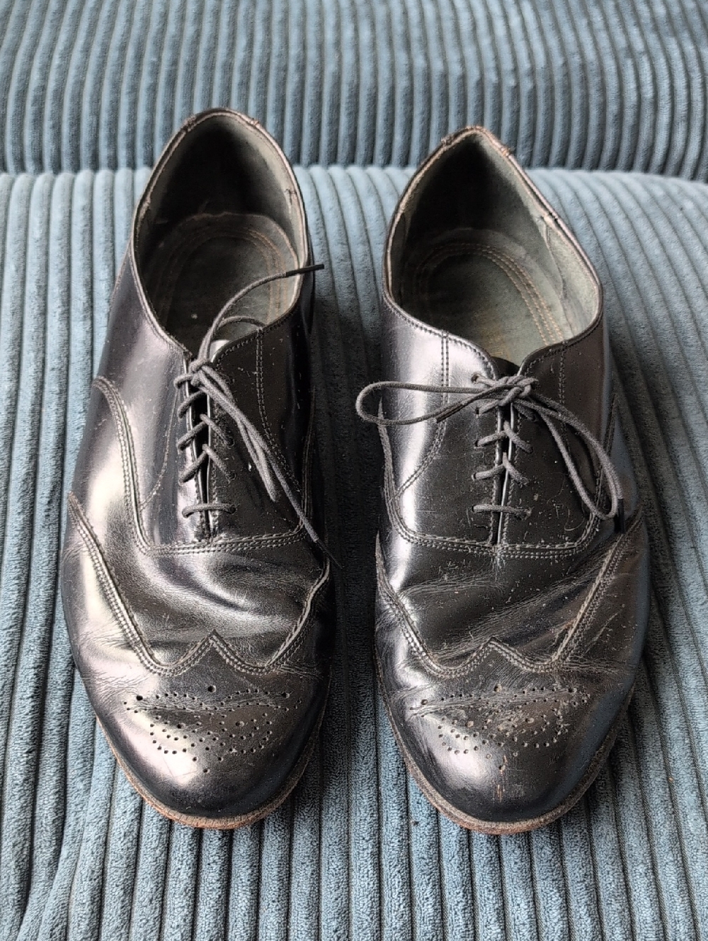 VTG Dexter Wing Tip Oxfords Dress Shoes Mens 13 M Black Leather USA